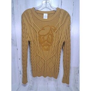 Disney Donald Duck Cable Knit Sweater Womens Sz S Crew Neck Thick Knit Cartoon